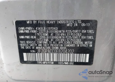 2014 Subaru Xv Crosstrek 2.0I Premium из США, поврежденный, VIN JF2GPACC0E8204202